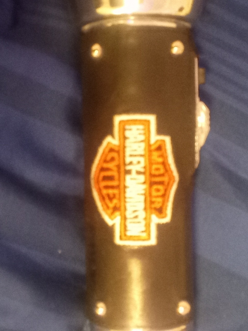 Harley-Davidson Black Leather Flashlight with Orange & White Logo